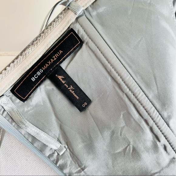BCBG Max Azria Silver Woven Strapless Cocktail Mini Dress - Picture 10 of 12